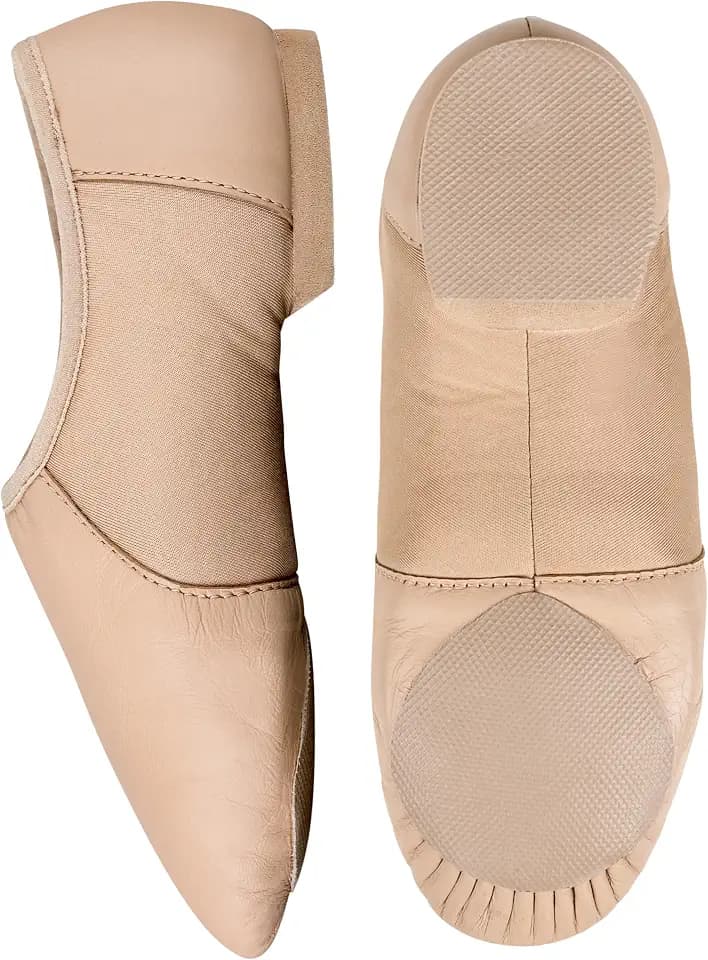 Jazzschuhe mit geteilter Sohle, AeroFlex, Leder, Schwarz und Hellbraun, Jazzschuhe