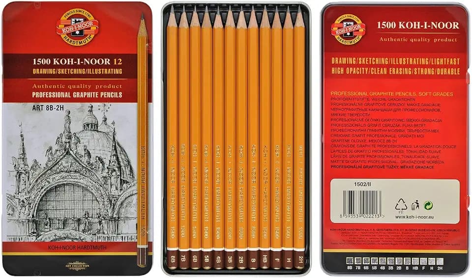 KOH-I-NOOR 1502012008PL Art Soft Grades 8B-2H (Set), (gelbes Gehäuse)