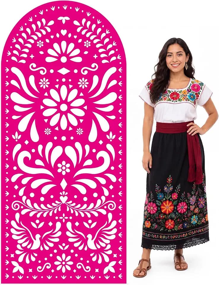 Gerrii 6 ft Cielito Lindo Arch Backdrop, All-in-one Stand up, Rose Red