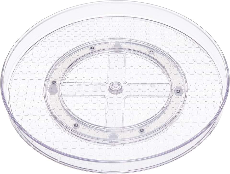 Amazon Basics Clear Lazy Susan Turntable Organizer for Organization, 12-Inch, 2-Pack