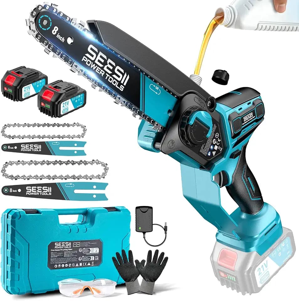 SEESII 6&8 Zoll Akku Kettensäge, Brushless Mini Kettensäge für Holz - 1000W