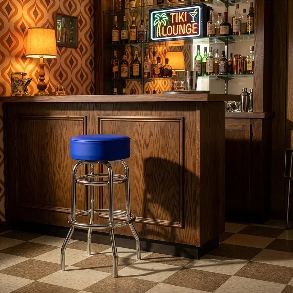 Trademark Gameroom Bar Stool - Blue Stool with Foam Padded Seat - Swivel Chair for Game Room, Garage, or Home Bar