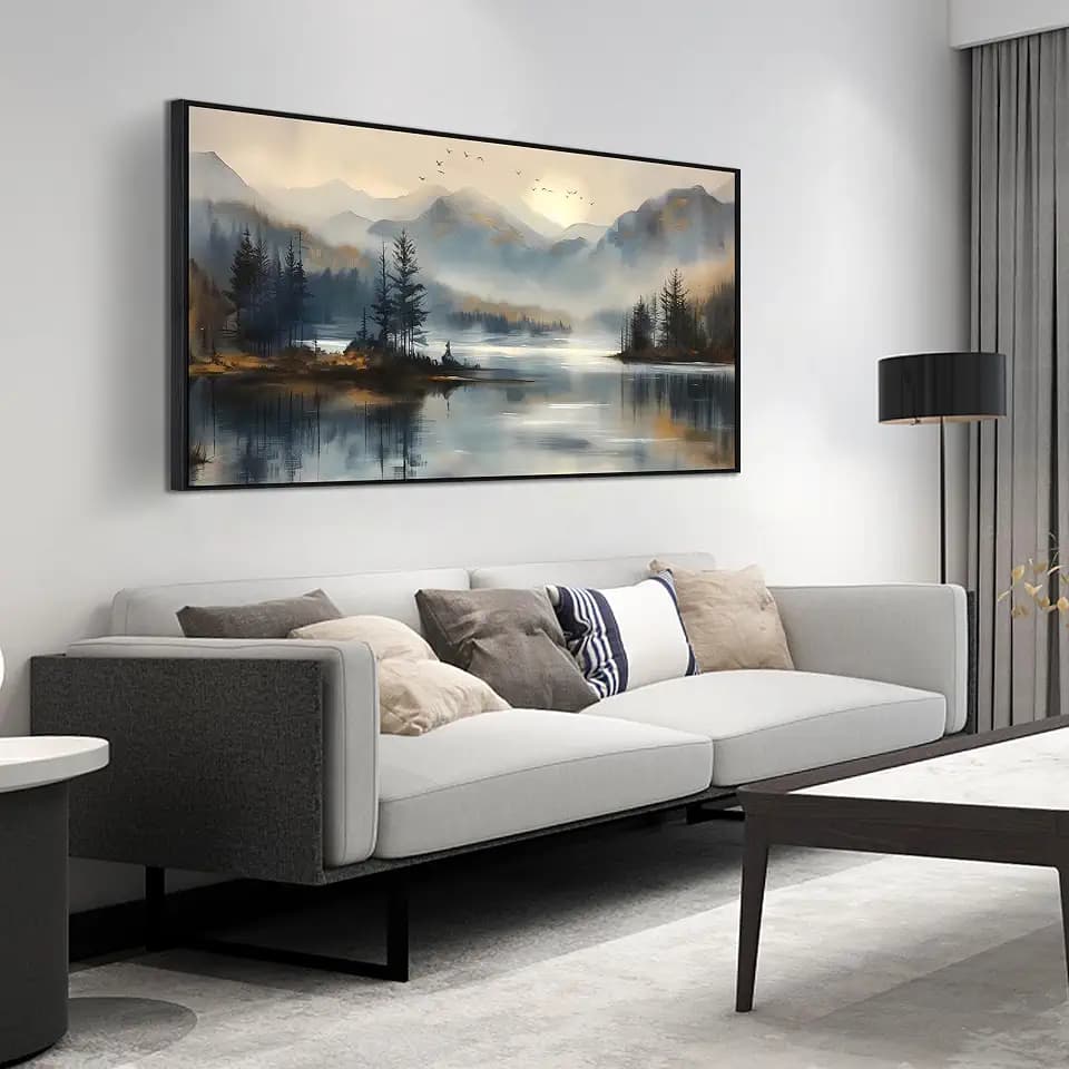 Landscape Wall Art for Living Room - Mountain Art Wall Decor for Office - Large Picture Frames for Wall Size 29" x 59"