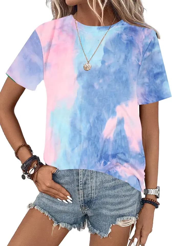 SOFIA'S CHOICE Women's Tie Dye Shirts Short Sleeve Tee Tops