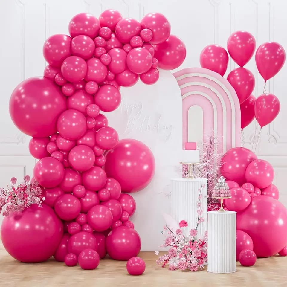 PartyWoo Hot Pink Balloons 155pcs Magenta Fuchsia Color Different Sizes