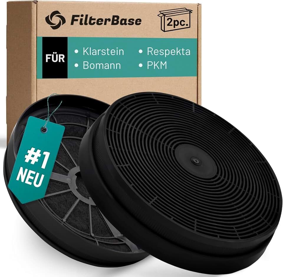 FilterBase® Aktivkohlefilter 2 Stück für Respekta MIZ0023 | Klarstein Zarah Zelda Zola Balzac Aurora Aurica 10029385 10029387 10029388 10013866 10013867 10013868 | Bomann KF561