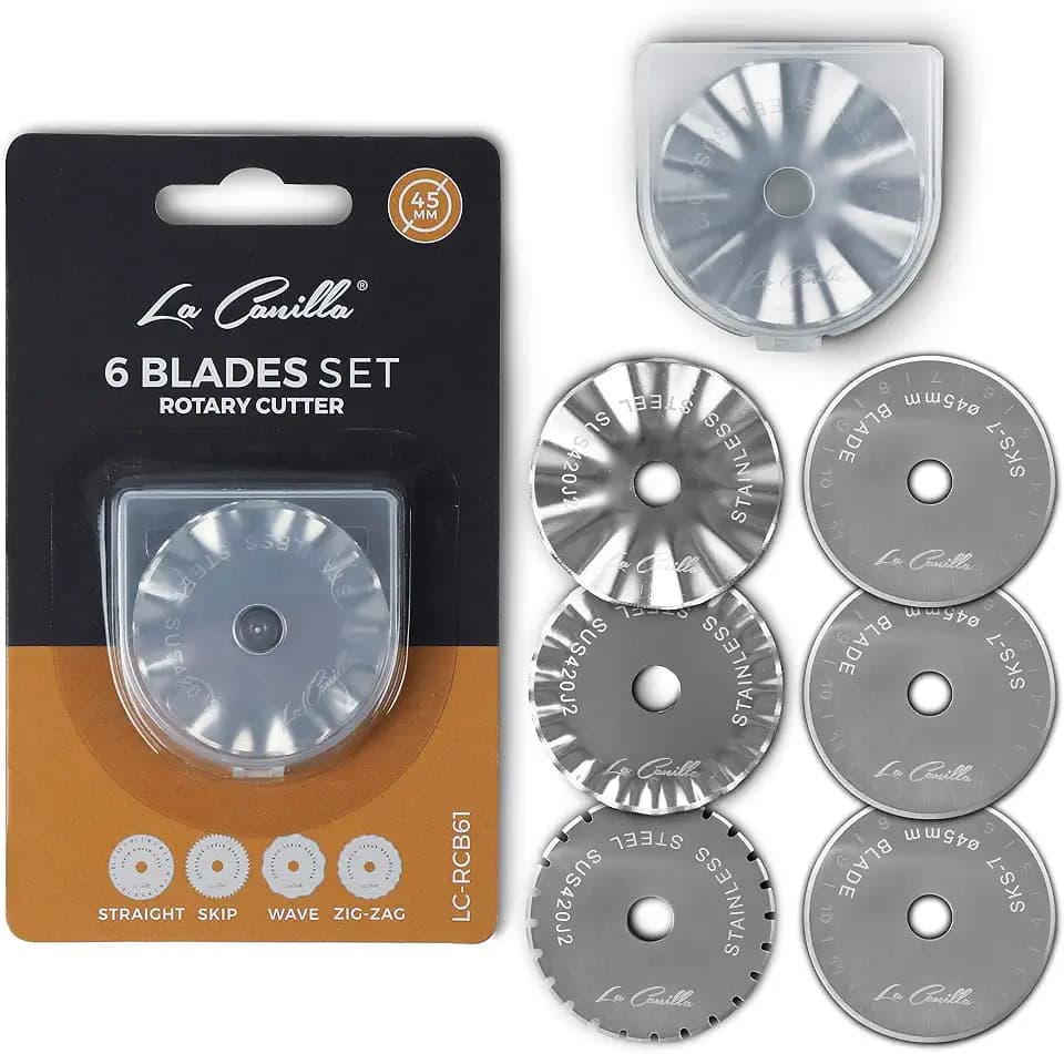 6er Rollschneider Klingen 45mm Sortiment, kompatibel mit anderen | Gültig für alle Arten von Stoffen, Patchwork, Vinyl, Scrapbooking, DIY, Nähen und Basteln