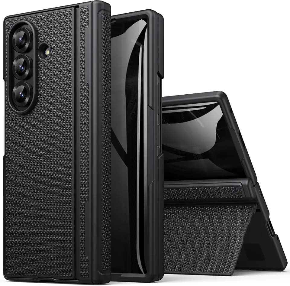 for Samsung Galaxy ZFold 7 Case with Stand, Privacy Screen Protector, Black