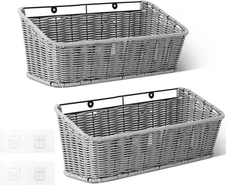 GRANNY SAYS Wicker Hanging Basket for Storage, Wall Mount Fruit Basket