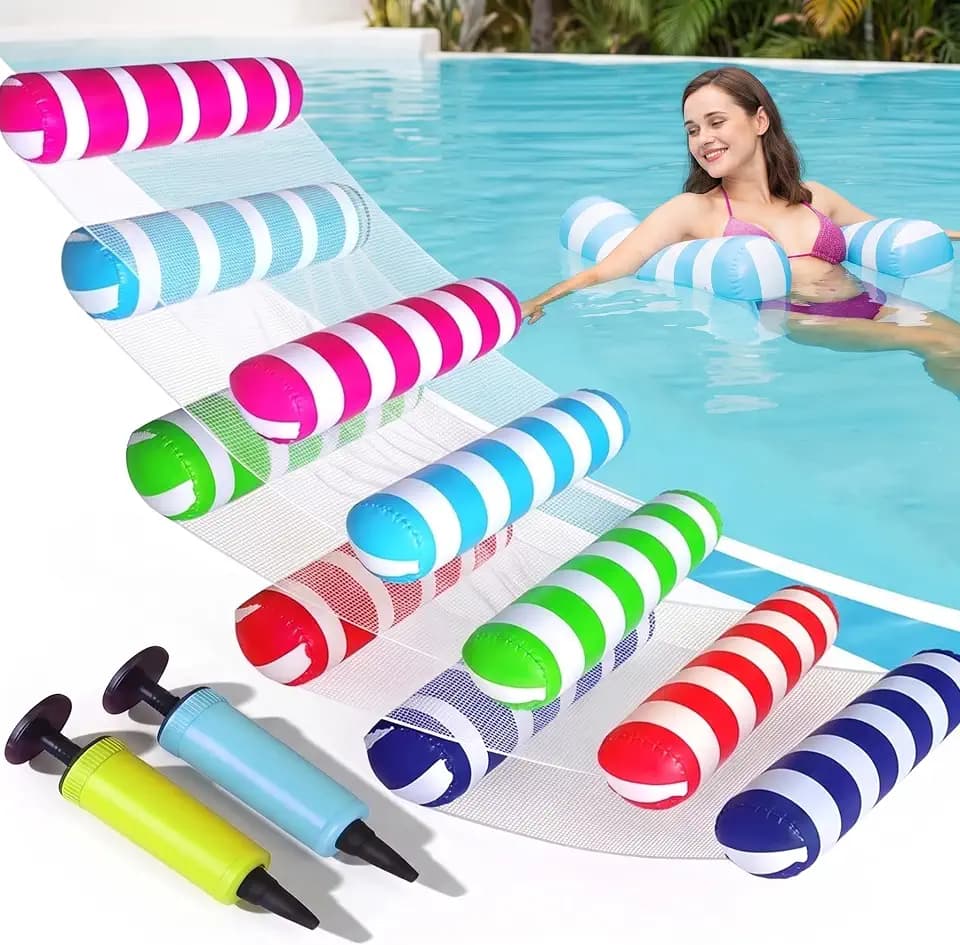 5 Pack Inflatable Pool Floats Adult Size Water Hammock,Hammock Floats for Adults,4-in-1 Multi-Purpose Pool Floating Toys,Pool Rafts Lounge Chairs Floaties,for Adults Vacation Fun and Rest