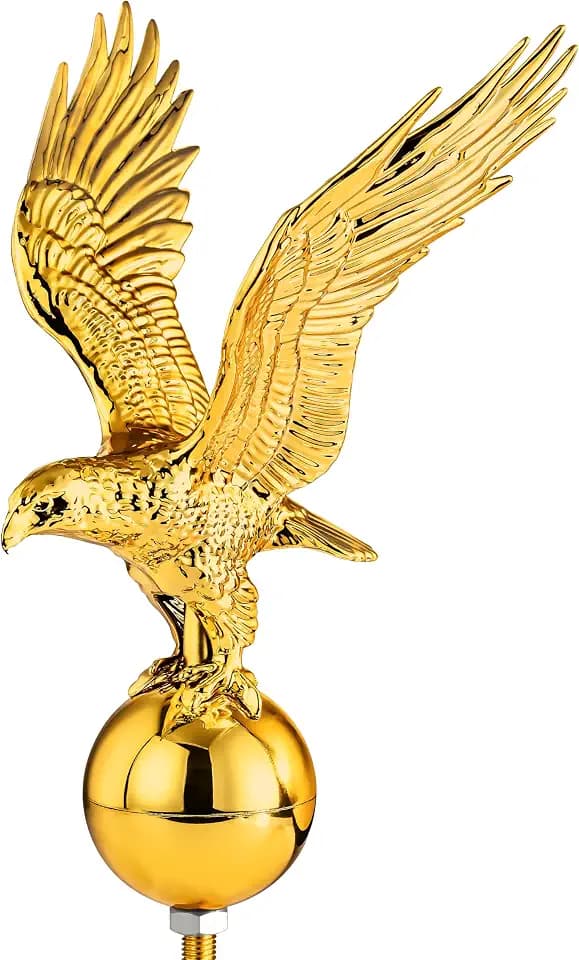 Gold Flag Pole Eagle Topper 11", Ball Topper Dia.3" for 15-30 Ft Flagpoles