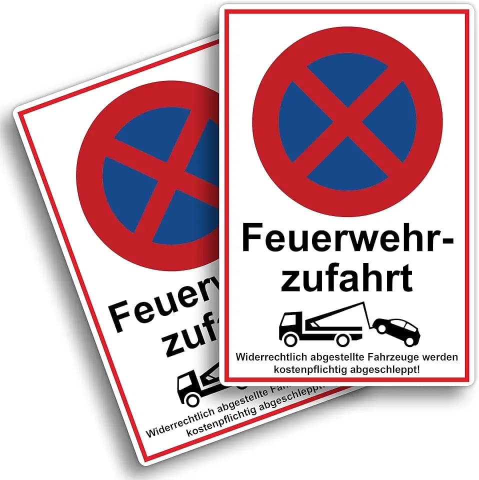 STROBO 2x XXL PVC-Schilder "Feuerwehrzufahrt" 40 x 30 cm mit UV-Schutz