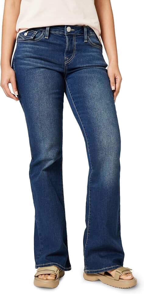 True Religion Damen Jeans Becca Single Needle Mid Rise Flap Bootcut