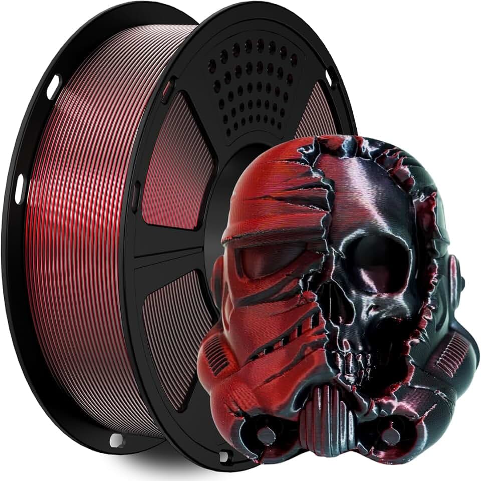 GIANTARM PLA Filament 1,75mm, 1KG Silk Zweifarbig Rot+Schwarz