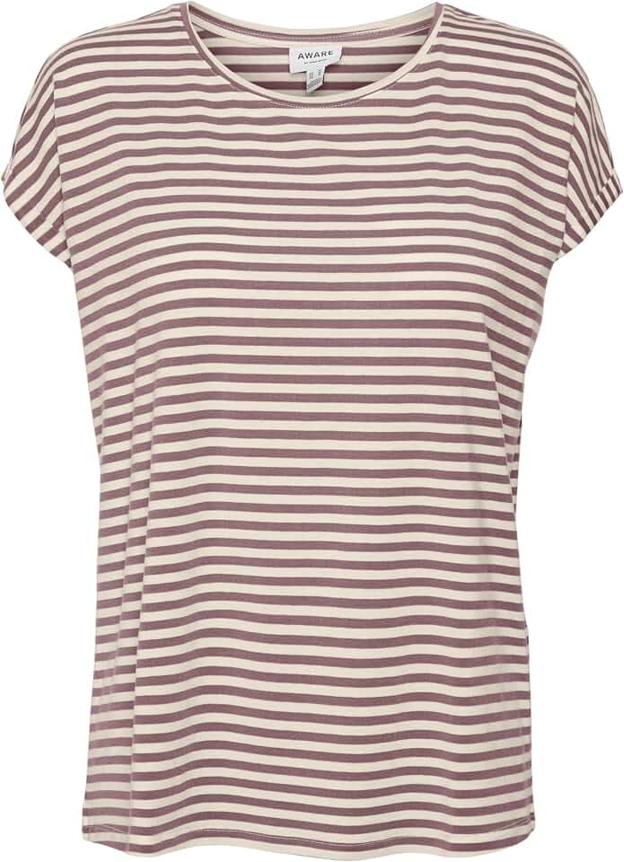 VERO MODA Damen T-Shirt VMAVA Plain Stripe - Regular Fit XS S M L XL Gestreift