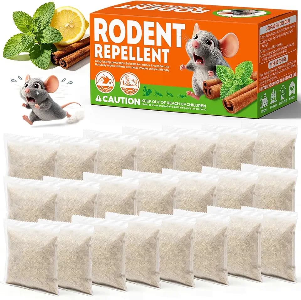 Mouse Rodent Repellent, Peppermint Oil, Indoor Outdoor, 24 Pack