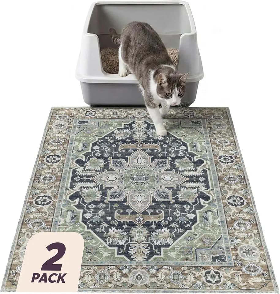 Lovewag Cat Litter Mat, Litter Box Mat, Sage Forest, 16x24, 2 Pack