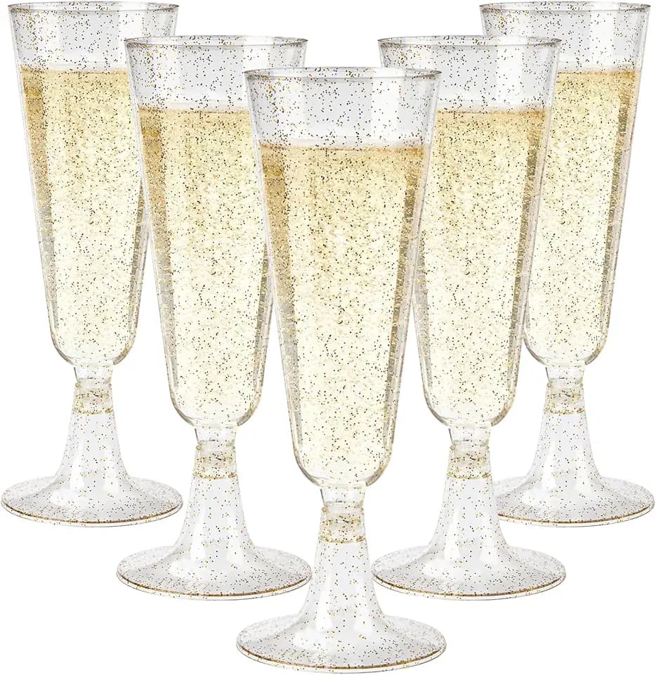 GuanQiao 40 Pack 5.5 Oz Plastic Champagne Flutes