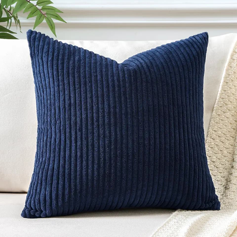 JOTOM 1 Stück Cord Kissenbezug Kissenhülle Dekorative Zierkissen Sofakissen Couchkissen Dekokissen Zierkissenbezug Deko Kissenbezüge für Sofa Wohnzimmer (40x40cm, Navy Blau)