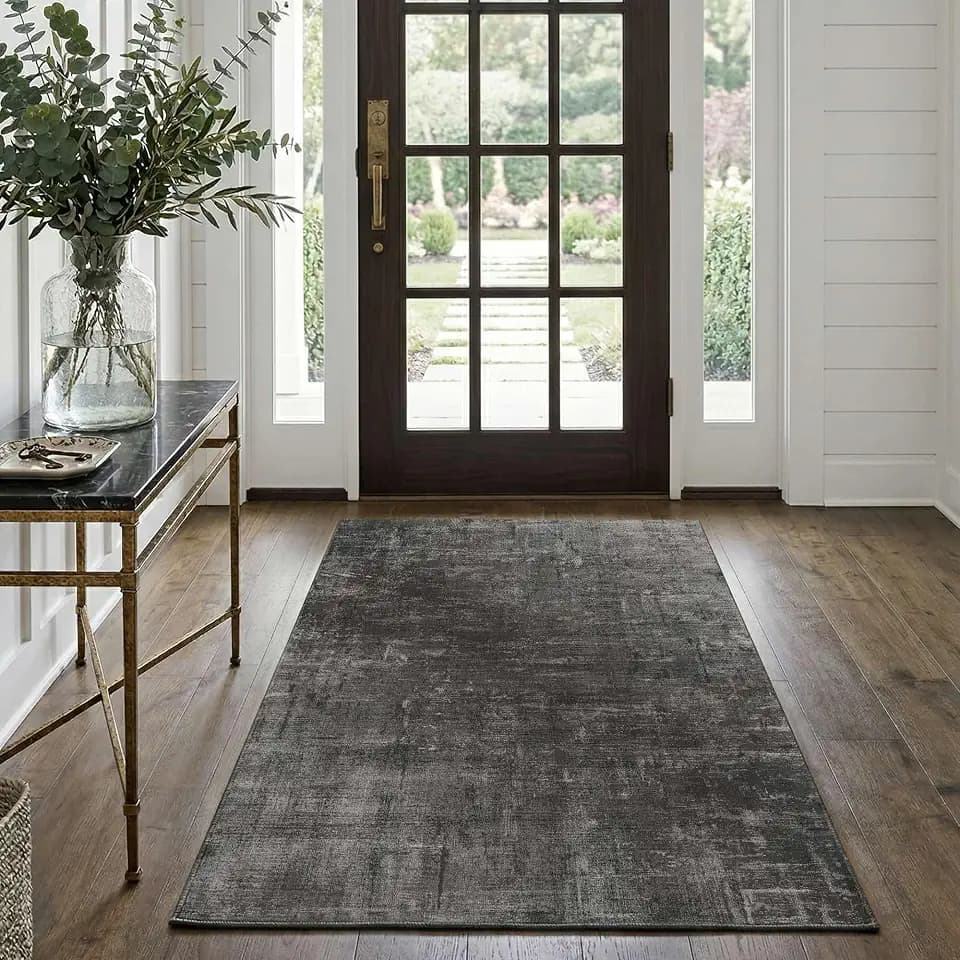 3x5 Washable Rug Modern Carpet for Entryway Bedroom, Black