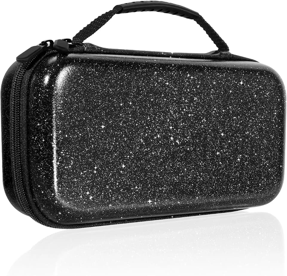 for Nintendo Switch 2 Carrying Case - Glittering Black Cute Cool Design with Handle for Switch 2 2025 Travel Cases Portable Storage Carry Protective Hard Shell for Girls Boys