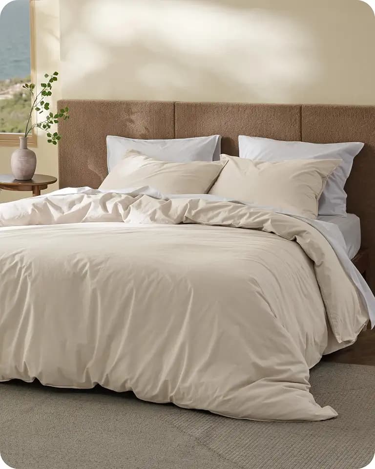 Bedsure PureWoven 100% Cotton Slub Weave Duvet Cover Set, King Set, 3-PC