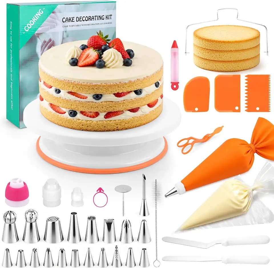 Tortenzubehör Set 61-teilig, Tortenplatte Drehbar