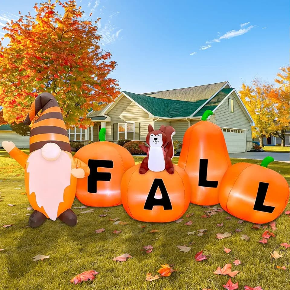 7FT Fall Inflatables Outdoor Decorations Blow Up Pumpkin with Built-in LEDs