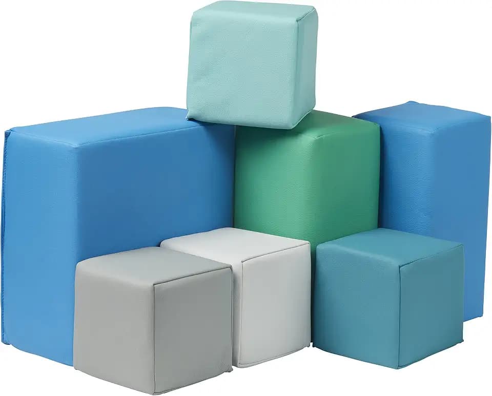 ECR4Kids SoftZone Toddler Foam Building Blocks, Beginner Playset, Contemporary, 7-Piece