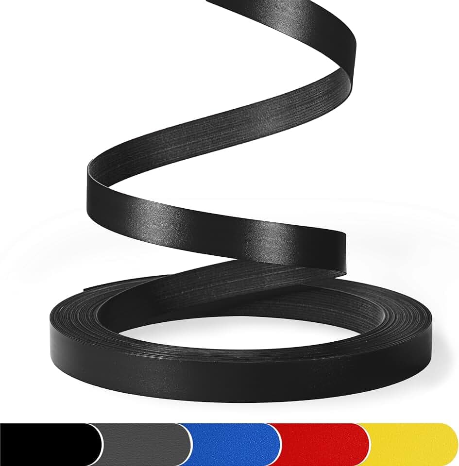 PVC Edge Banding, 3/4" x 25ft Black Edge Banding Non Glued White Veneer Edging Matt Black Veneer Edge Banding for Table Cabinet Furniture