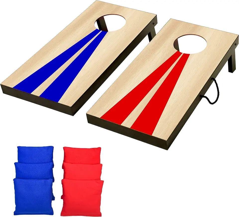 GoSports 2 ft x 1 ft Portable Size Cornhole Set - Ready to Play with 6 Bean Bags and 2 Cornhole Boards - Great for Indoor, Outdoor, Family Events, Game Nights, and Backyard Play