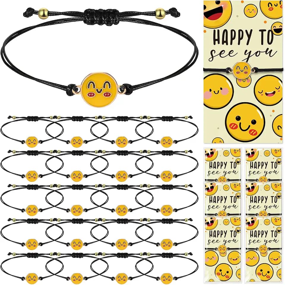 Sasylvia 30 Set Smile Bracelet Welcome Back Gift Bulk Happy to See You Card