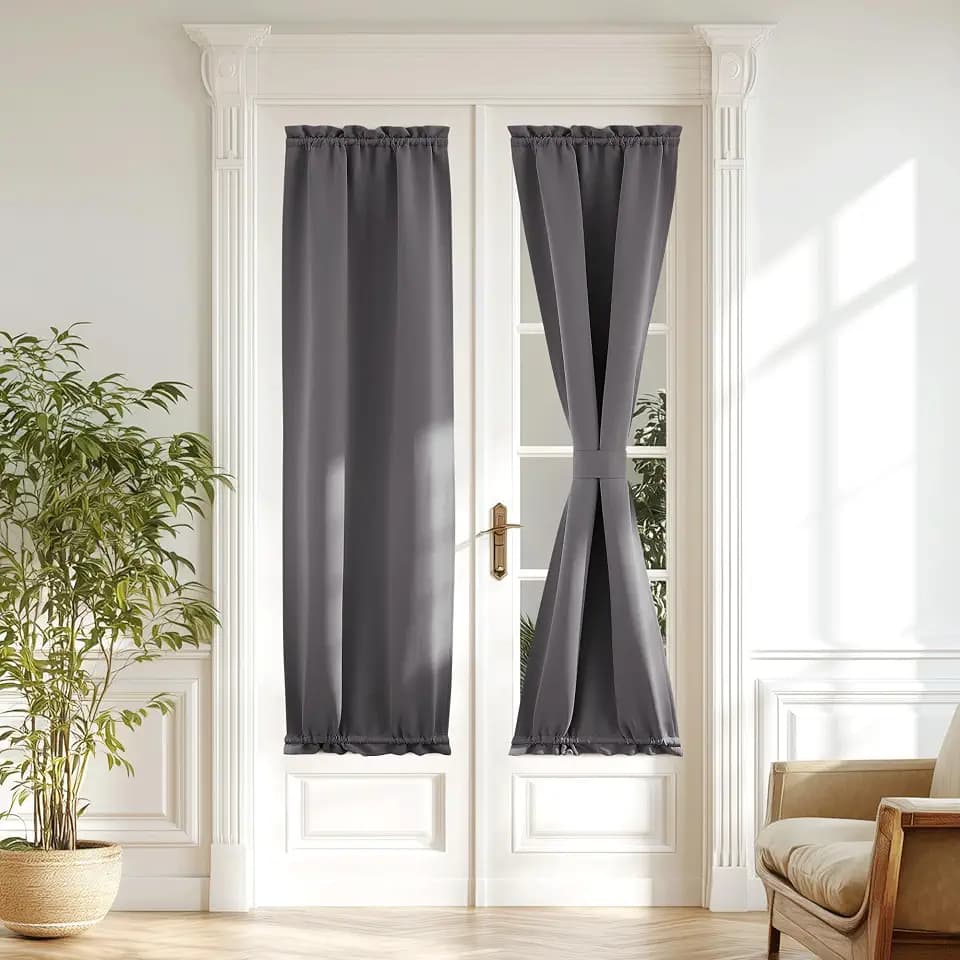 NICETOWN Grey Door Curtains for Window 20 x 72 inches Long for Kitchen
