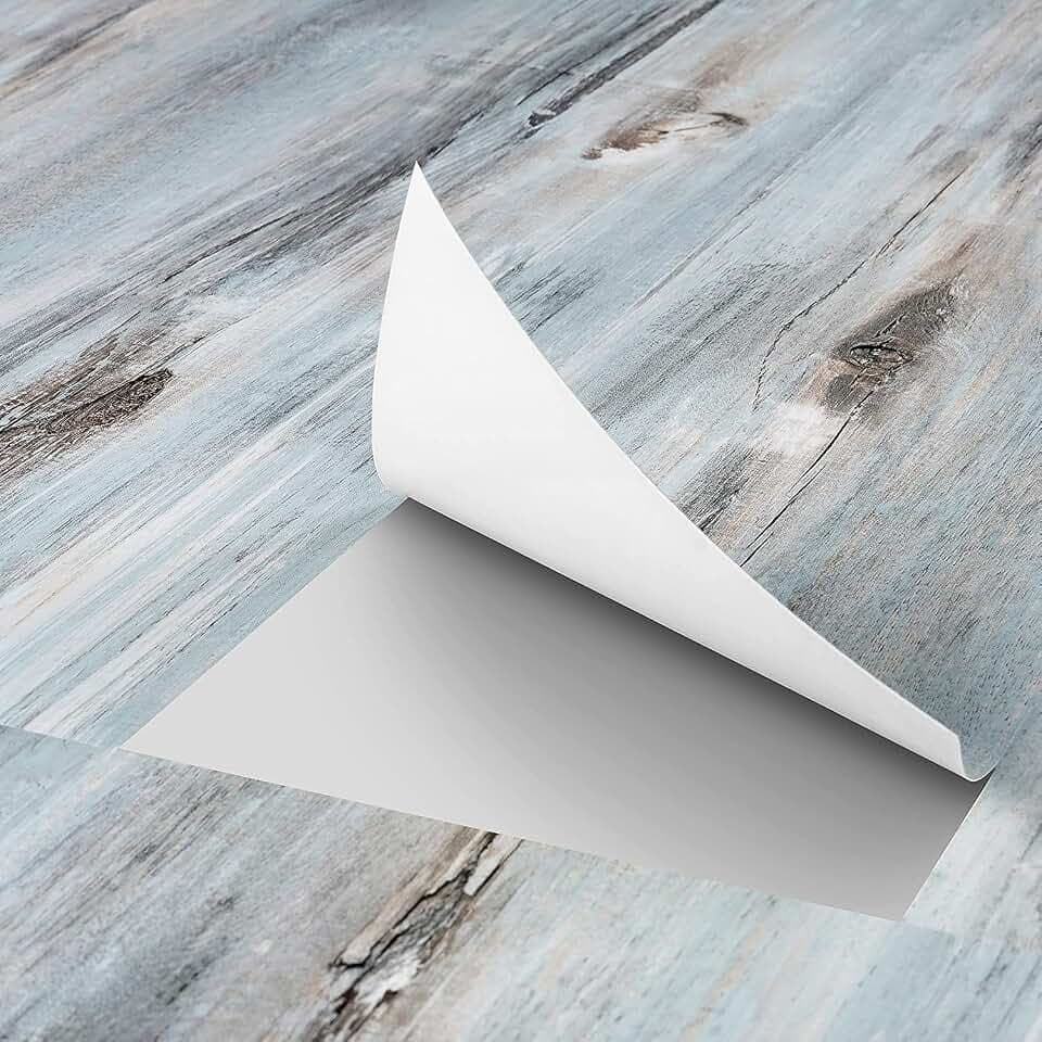 FunStick Selbstklebende PVC Bodenbelag Holzoptik Hell Blau 90 X 15CM Vinylboden Selbstklebend Fliesenaufkleber Küche Bad Badezimmer Boden Selbstklebende Vinyl Fliesen Wand Wandverkleidung Holz 5 Stück