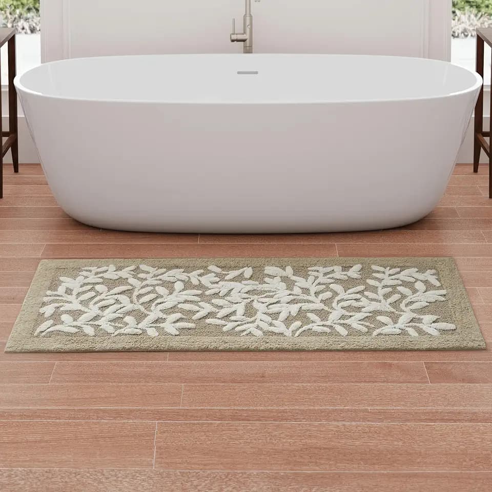 Madison Park Serene Tufted Textured Cotton Bath Runner, 24 x 60, Natural