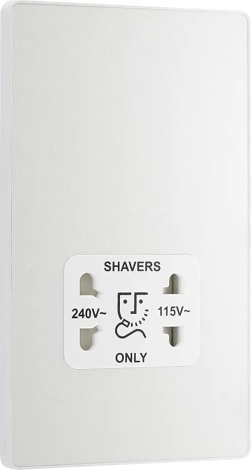 BG Electrical Evolve Rasiersteckdose mit doppelter Spannung, 115/240 V, Perlglanzweiß