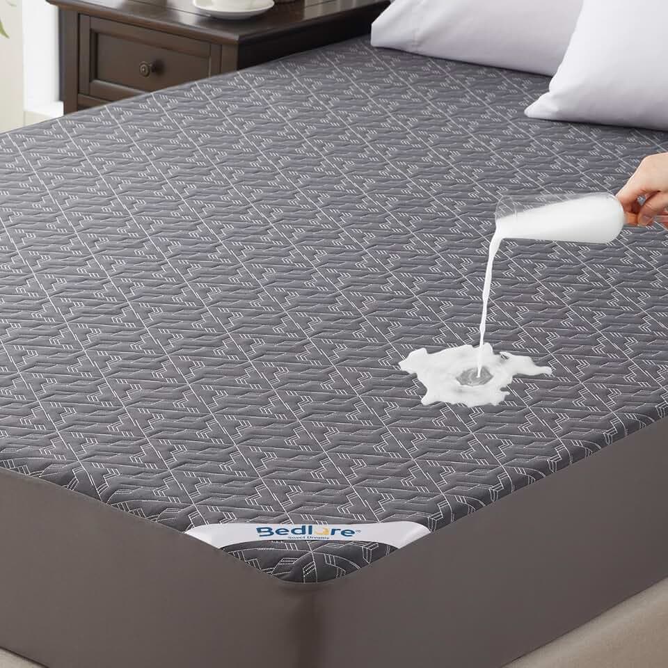 BEDLORE Matratzenschoner 160x200cm, Wasserdicht & Atmungsaktiv(Grau)