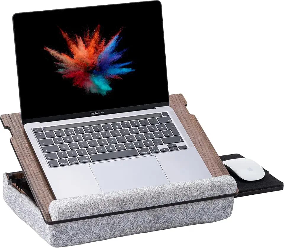 Vigo Wood Lap Desk for Laptop - Laptop Tray with Cushion, Portable Lap Desk for Lap, Adjustable Lapdesk, Couch Lap top Table for Work, Ergonomic Lap top Stand for Bed