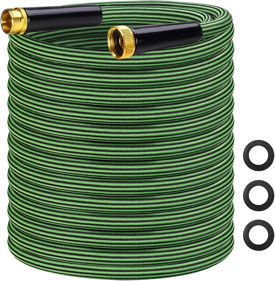 Garden Hose 50 ft Flexible Non-Expandable Water Hose Kink-Free Ultra Lightweight Leak-Proof Durable Portable Wear-Resistant Hoses Pipe with 3/4" Brass Fittings for Outdoor Yard Lawn Car Wash