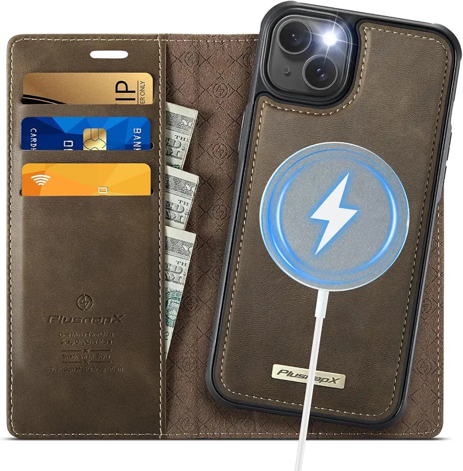 for iPhone 13 2-in-1 Detachable Wallet Phone Case, Brown