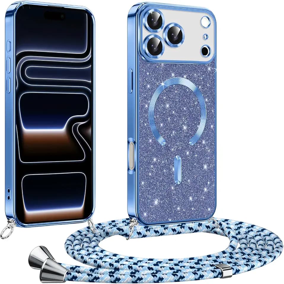 Phoona Handyband Hülle für iPhone 18 Pro/iPhone 17 Pro mit Band,Blau