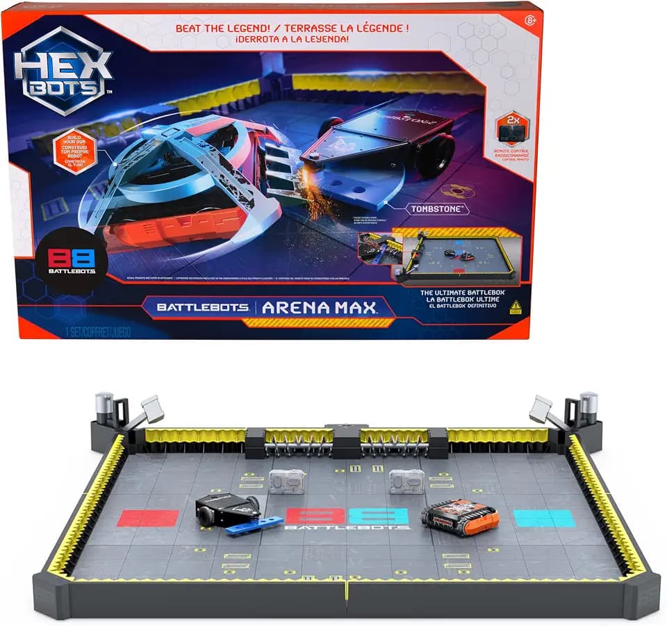 HEX Bots BattleBots Arena MAX, ferngesteuertes Roboterspielzeug für Kinder mit über 30 Teilen, Spielzeug für Jungen und Mädchen ab 8 Jahren, Batterien enthalten