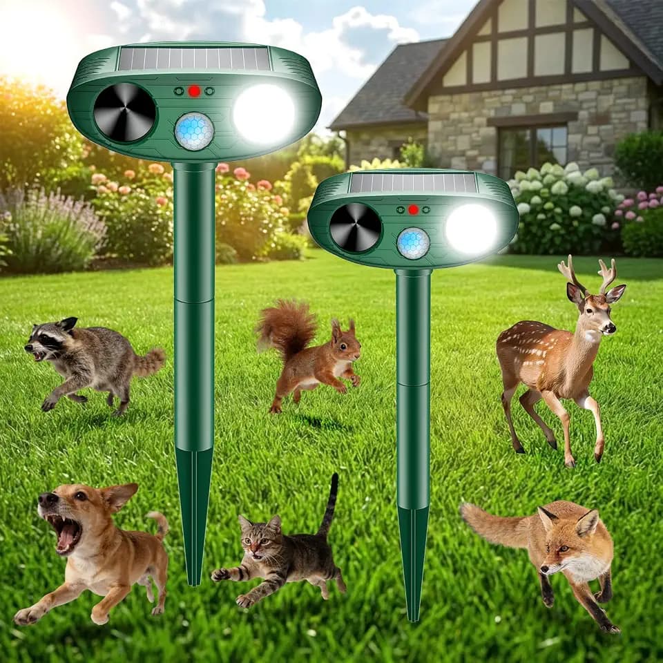 2026 Upgraded Solar Ultrasonic Animal Repeller Outdoor 2 Pack-with Flash