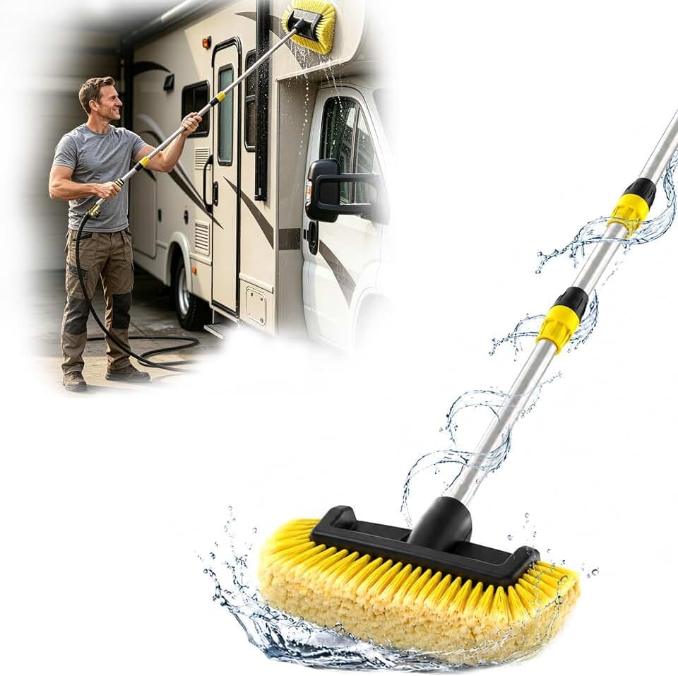 16FT Reach Car Wash Brush with Handle, Water-Thru RV Washing Brush