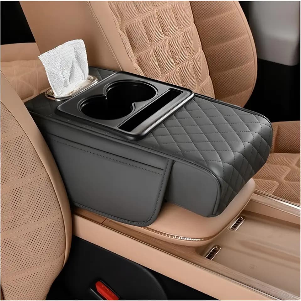 Zpana 4 in 1 Car Center Console Armrest Pillow, Memory Foam, Gray