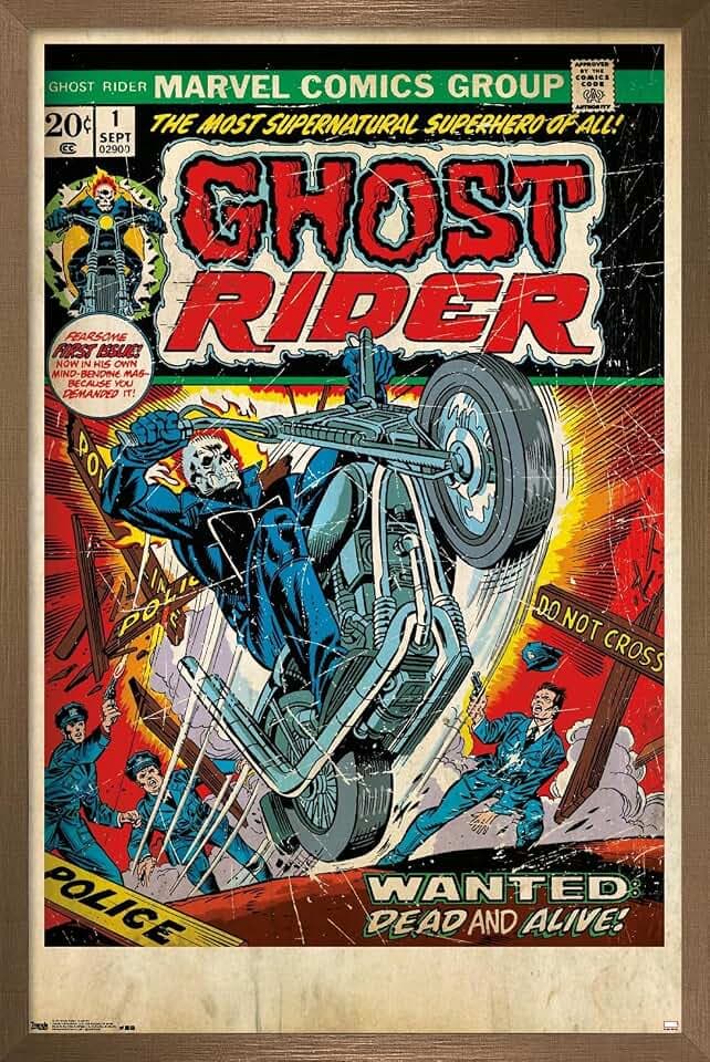Trends International Marvel Comics Ghost Rider - Cover #1 Wall Poster, 34L x 22.4W, Bronze Framed Version