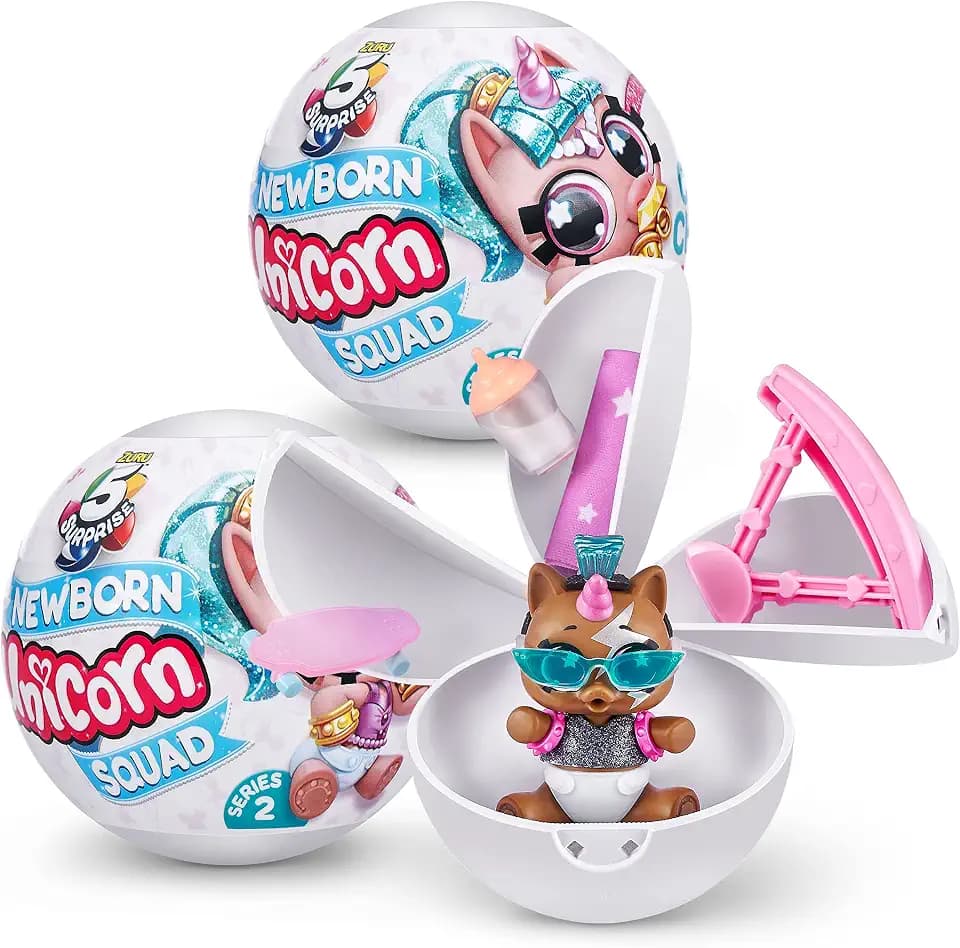5 Surprise Unicorn Squad Series 5 - Newborn Unicorn Squad by ZURU (2 Pack) Exclusive and Mystery Collectibles Toys White/Light Blue