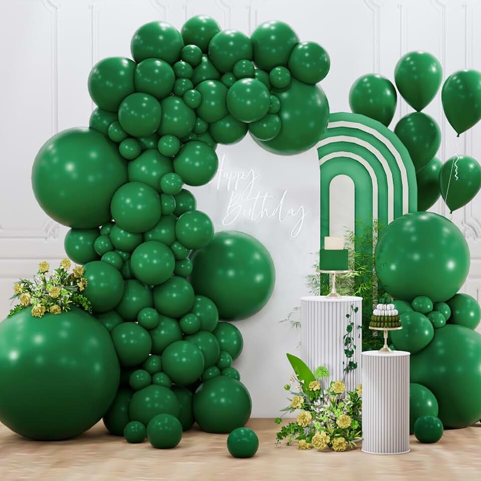 PartyWoo Dark Green Balloons 127pcs Emerald Hunter Forest Green Color