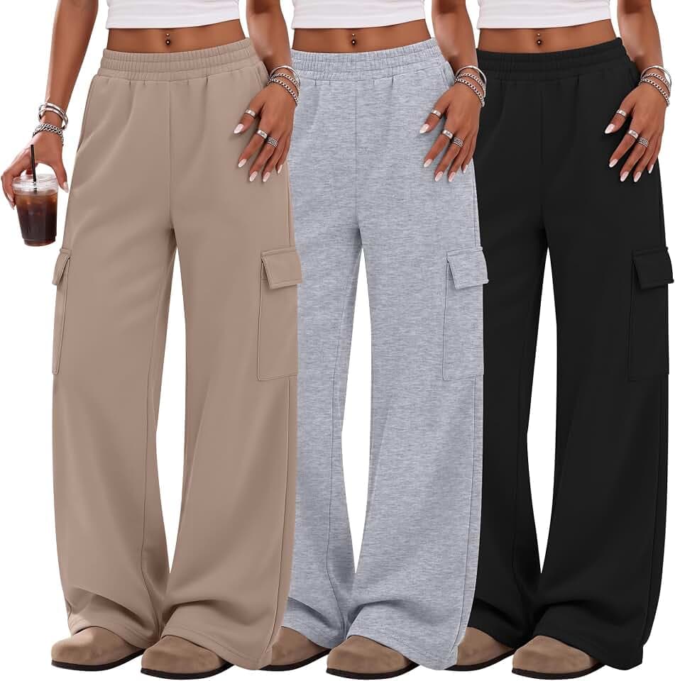 3 Pack Girls' Baggy Cargo Sweatpants 5-14Y
