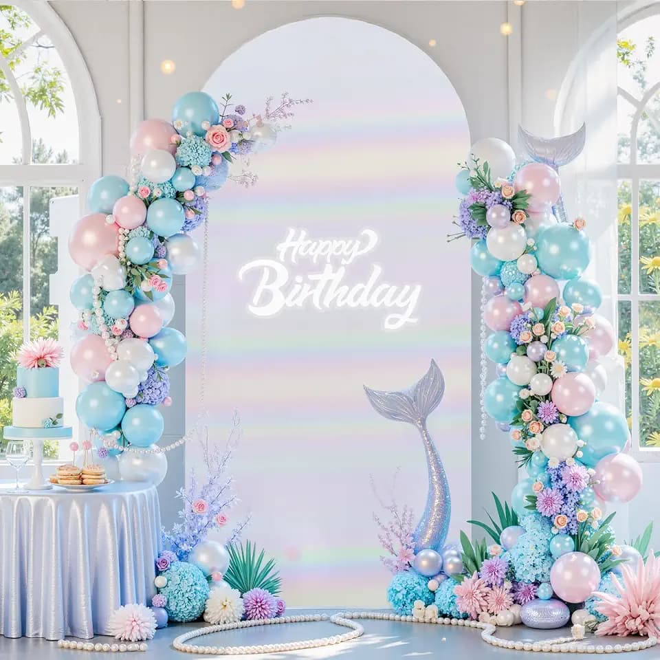 Rainbow White Arch Cover 6.6ft Sequin Sparkly Arch Backdrop Cover Spandex Shimmer Balloon Arch Stand Cover for Birthday Party Wedding Bridal Shower Baby Shower Photo Colorful Arches Background